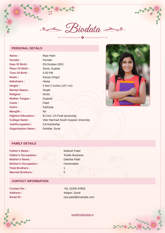 വിവാഹ ബയോഡാറ്റ ഫോർമാറ്റ് 5