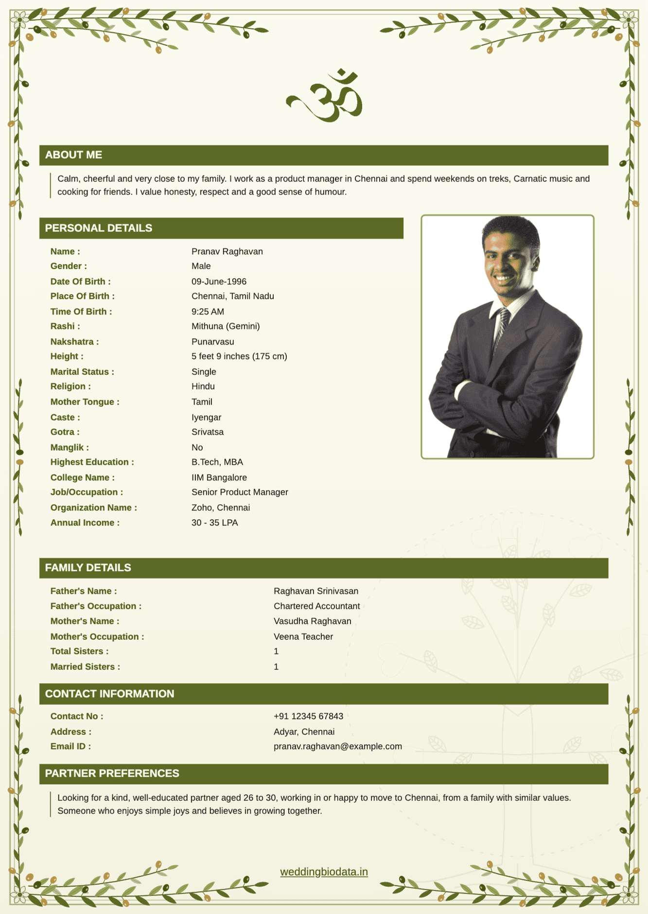 വിവാഹ ബയോഡാറ്റ ഫോർമാറ്റ് 23 - ജനപ്രിയ ബയോഡാറ്റ ഡിസൈൻ