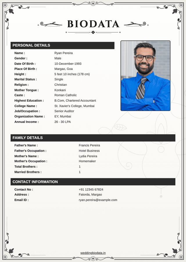 വിവാഹ ബയോഡാറ്റ ഫോർമാറ്റ് 24
