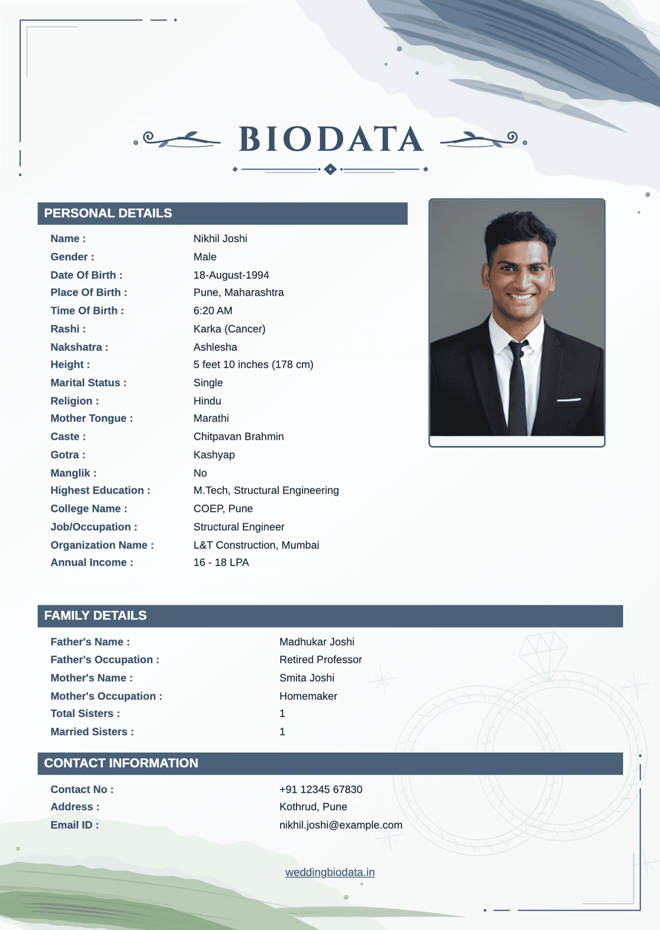 വിവാഹ ബയോഡാറ്റ ഫോർമാറ്റ് 30