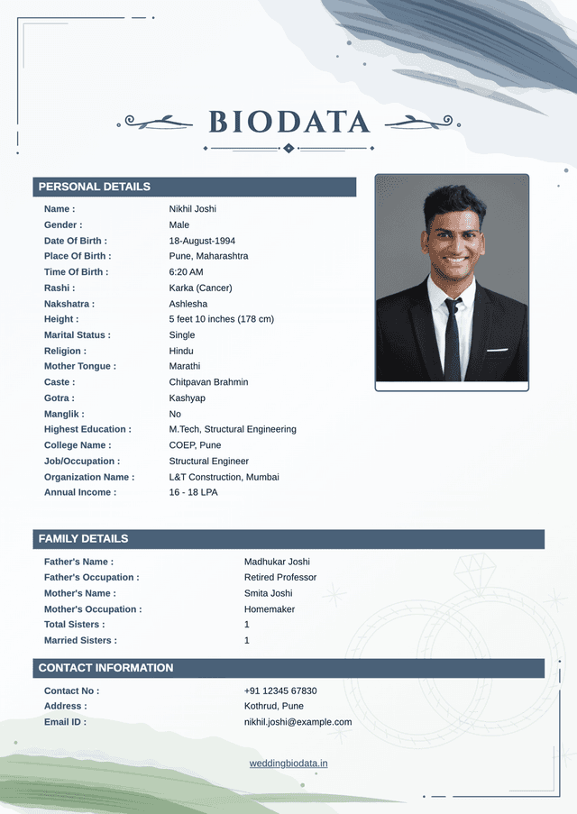വിവാഹ ബയോഡാറ്റ ഫോർമാറ്റ് 30