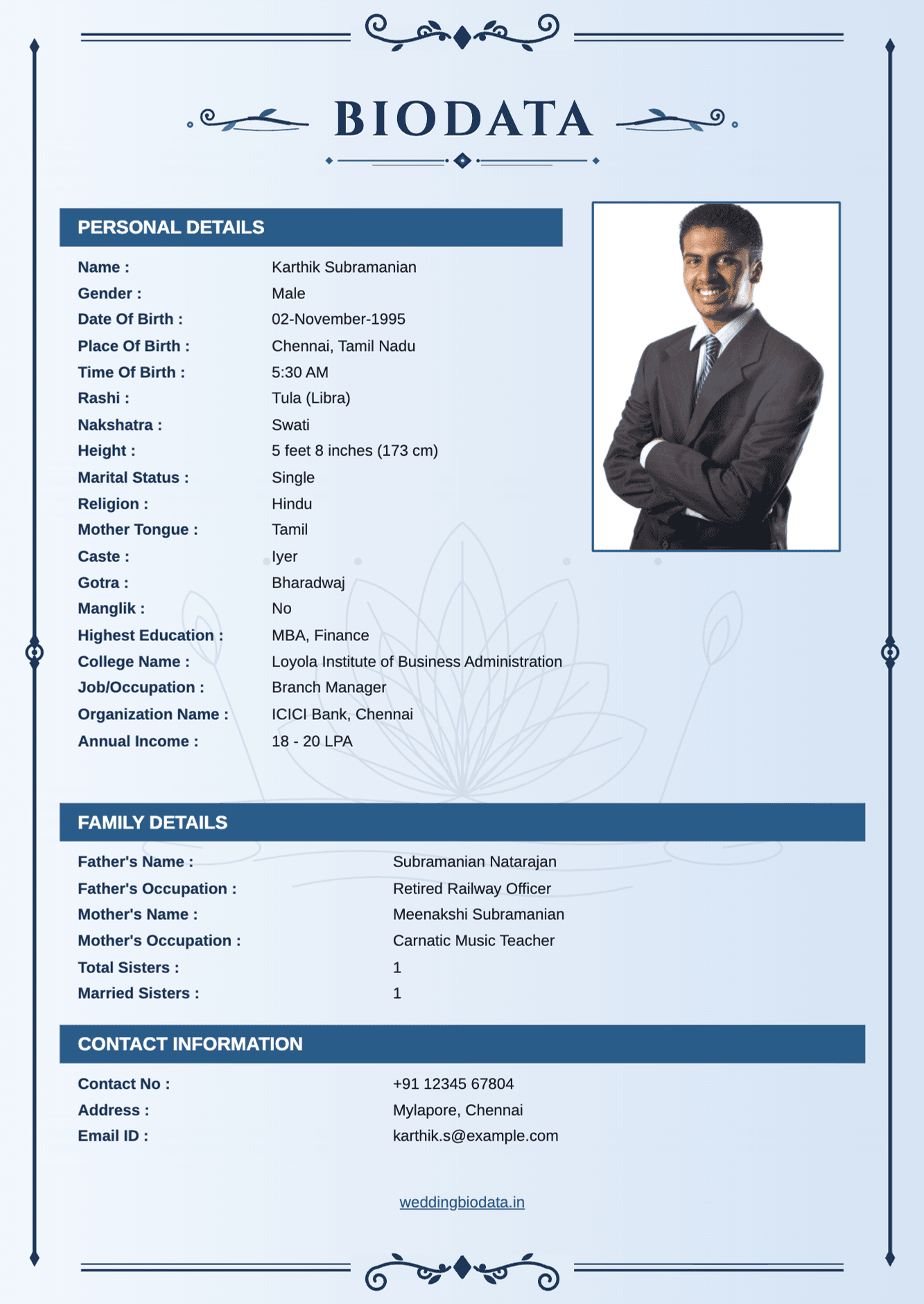 വിവാഹ ബയോഡാറ്റ ഫോർമാറ്റ് 4